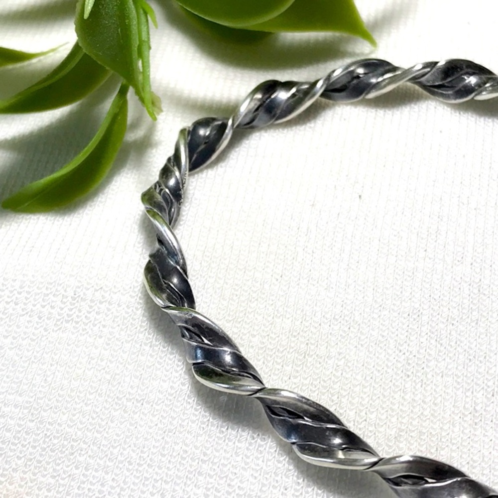 Unique Sterling Silver Twisted Bangle - image 3